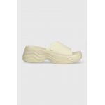 Crocs papuci Skyline Slide femei, culoarea bej, cu platforma, 208182