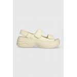 Crocs sandale Skyline Slide femei, culoarea bej, cu platforma, 208183