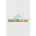 Crocs slapi Tulum Flip femei, culoarea turcoaz, cu toc plat, 206752