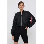 Alpha Industries geaca bomber MA-1 BOXY WMN femei, culoarea negru, de tranzitie