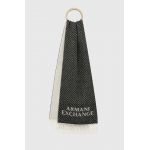 Armani Exchange esarfa de lana culoarea negru, cu imprimeu