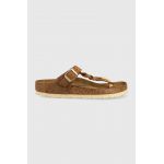 Birkenstock șlapi de piele Gizeh Braided femei, culoarea maro, cu toc plat 1021355-brown