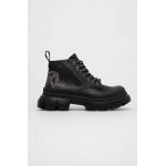 Karl Lagerfeld bocanci de piele TREKKA MAX femei, culoarea negru, cu platforma, KL43540