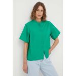 Marc O'Polo camasa din bumbac DENIM femei, culoarea verde, cu guler stand-up, regular