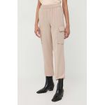 Notes du Nord pantaloni Gilli femei, culoarea bej, high waist