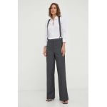 Remain pantaloni din amestec de lana culoarea gri, drept, high waist