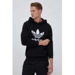 adidas Originals hanorac de bumbac Classics Trefoil Hoodie bărbați, culoarea negru, cu glugă, cu imprimeu IM4489