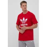 adidas Originals tricou din bumbac culoarea rosu, cu imprimeu