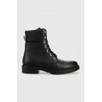 BOSS cizme de piele Vanity femei, culoarea negru, cu toc plat, 50498809