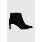 BOSS cizme din piele intoarsa Janet Bootie 70-S femei, culoarea negru, cu toc cui, 50498739