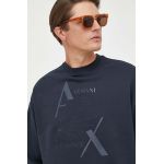 Armani Exchange hanorac de bumbac barbati, culoarea albastru marin, cu imprimeu
