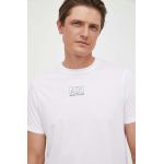 Armani Exchange tricou din bumbac culoarea alb, cu imprimeu