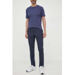 BOSS pantaloni barbati, culoarea albastru marin, mulata