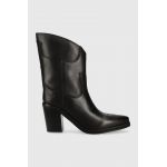 HUGO cizme de piele Miley femei, culoarea negru, cu toc drept, 50498091