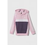 adidas bluza copii culoarea roz, cu glugă, modelator