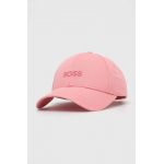 BOSS șapcă de baseball din bumbac culoarea roz, cu imprimeu 50495441