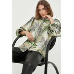Bruuns Bazaar camasa Watsonia Lica femei, culoarea verde, cu guler stand-up, regular