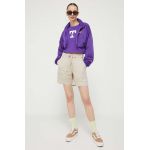 Converse pantaloni scurti din bumbac culoarea bej, neted, high waist