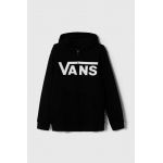 Vans bluza copii VANS CLASSIC FZ culoarea negru, cu glugă, cu imprimeu