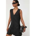 Victoria Beckham rochie din amestec de lana culoarea negru, mini, mulata