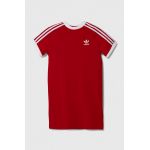 adidas Originals rochie din bumbac pentru copii culoarea rosu, midi, drept