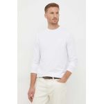 Karl Lagerfeld longsleeve barbati, culoarea alb, neted
