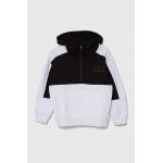 EA7 Emporio Armani bluza copii culoarea alb, cu glugă, modelator