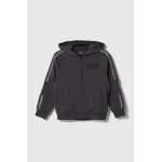 EA7 Emporio Armani bluza copii culoarea verde, cu glugă, cu imprimeu
