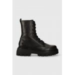 Naked Wolfe bocanci de piele Faithful femei, culoarea negru, cu toc plat