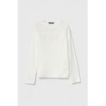 Sisley longsleeve din bumbac pentru copii culoarea alb
