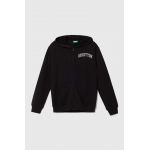 United Colors of Benetton hanorac de bumbac pentru copii culoarea negru, cu glugă, modelator