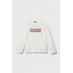 United Colors of Benetton longsleeve din bumbac pentru copii culoarea alb