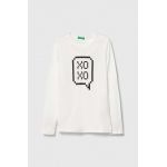 United Colors of Benetton longsleeve din bumbac pentru copii culoarea alb