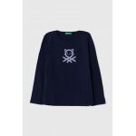 United Colors of Benetton longsleeve din bumbac pentru copii culoarea albastru marin