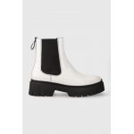HUGO ghete chelsea de piele Kris femei, culoarea alb, cu platforma, 50494677