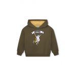 Kenzo Kids bluza copii culoarea verde, cu glugă, cu imprimeu