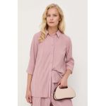 Max Mara Leisure camasa femei, culoarea roz, cu guler clasic, regular