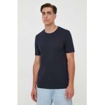 BOSS tricou barbati, culoarea albastru marin, neted