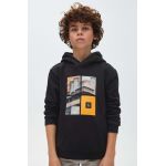 Mayoral bluza copii culoarea negru, cu glugă, cu imprimeu