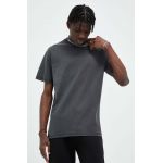 Solid tricou din bumbac culoarea gri, neted