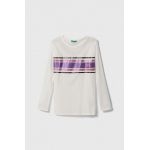 United Colors of Benetton longsleeve din bumbac pentru copii culoarea alb