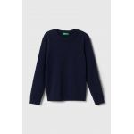 United Colors of Benetton pulover de bumbac pentru copii culoarea albastru marin, light