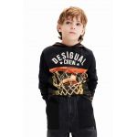Desigual hanorac de bumbac pentru copii culoarea negru, cu glugă, modelator