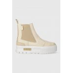 Puma ghete chelsea de piele Mayze Chelsea femei, culoarea bej, cu platforma