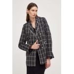Answear Lab sacou culoarea negru, cu doua randuri de nasturi, modelator
