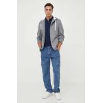BOSS bluza barbati, culoarea gri, cu glugă, melanj