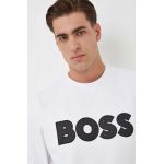 BOSS hanorac de bumbac barbati, culoarea alb, cu imprimeu