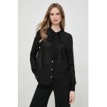 MICHAEL Michael Kors camasa cu matase culoarea negru, cu un decolteu legat, regular