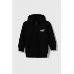 Puma bluza copii ESS Small Logo Full-Zip Hoodie TR G culoarea negru, cu glugă, neted