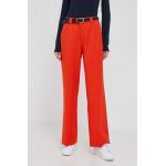 Rich & Royal pantaloni femei, culoarea portocaliu, drept, high waist